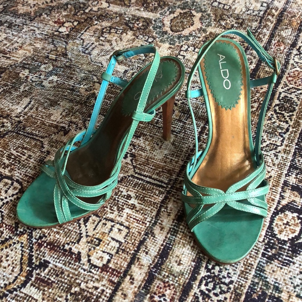 Aldo stiletto sandals - teal green - sz 7.5/8 (38)